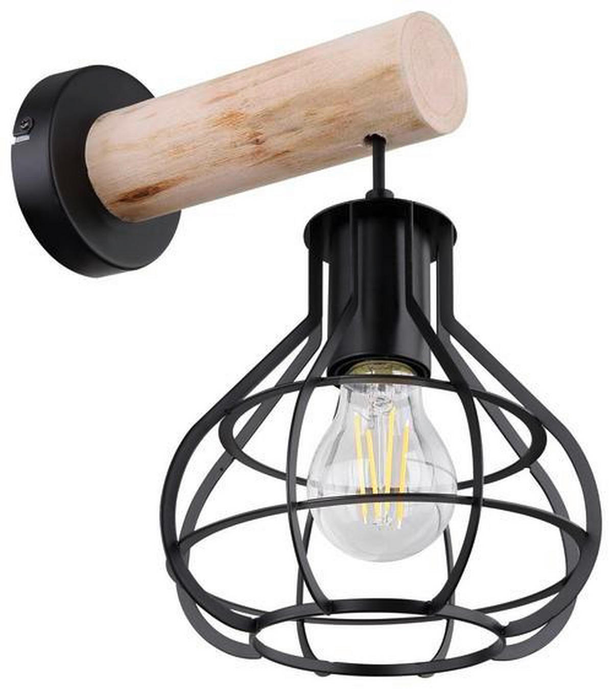 STENSKA SVETILKA  Clastra 60 W///230 V/E27 - črna/naravne barve, Natur, kovina/les (18/26/36cm) - Globo