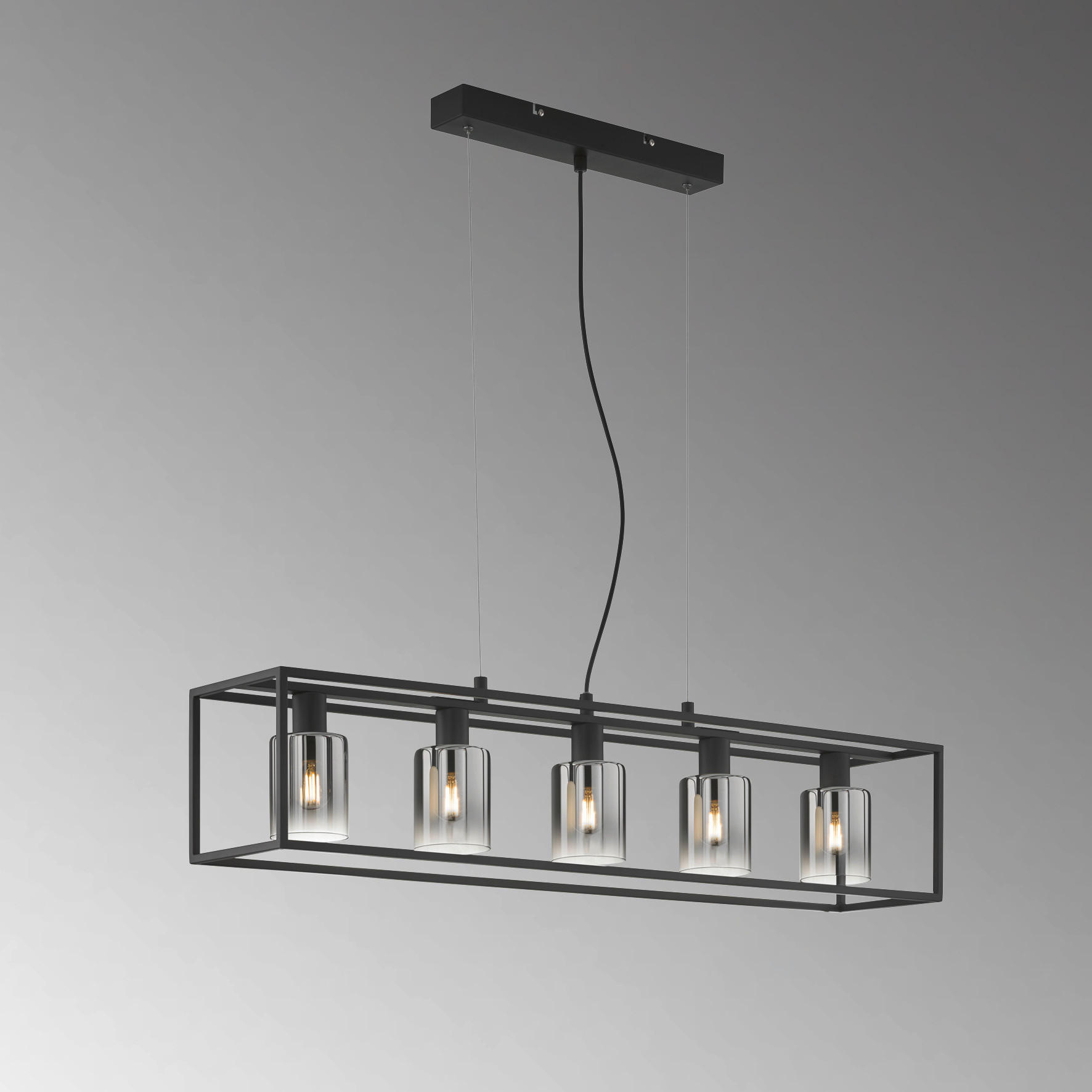 HÄNGELEUCHTE Iska  - Schwarz, Design, Glas/Metall (95/18/120cm) - Fischer & Honsel