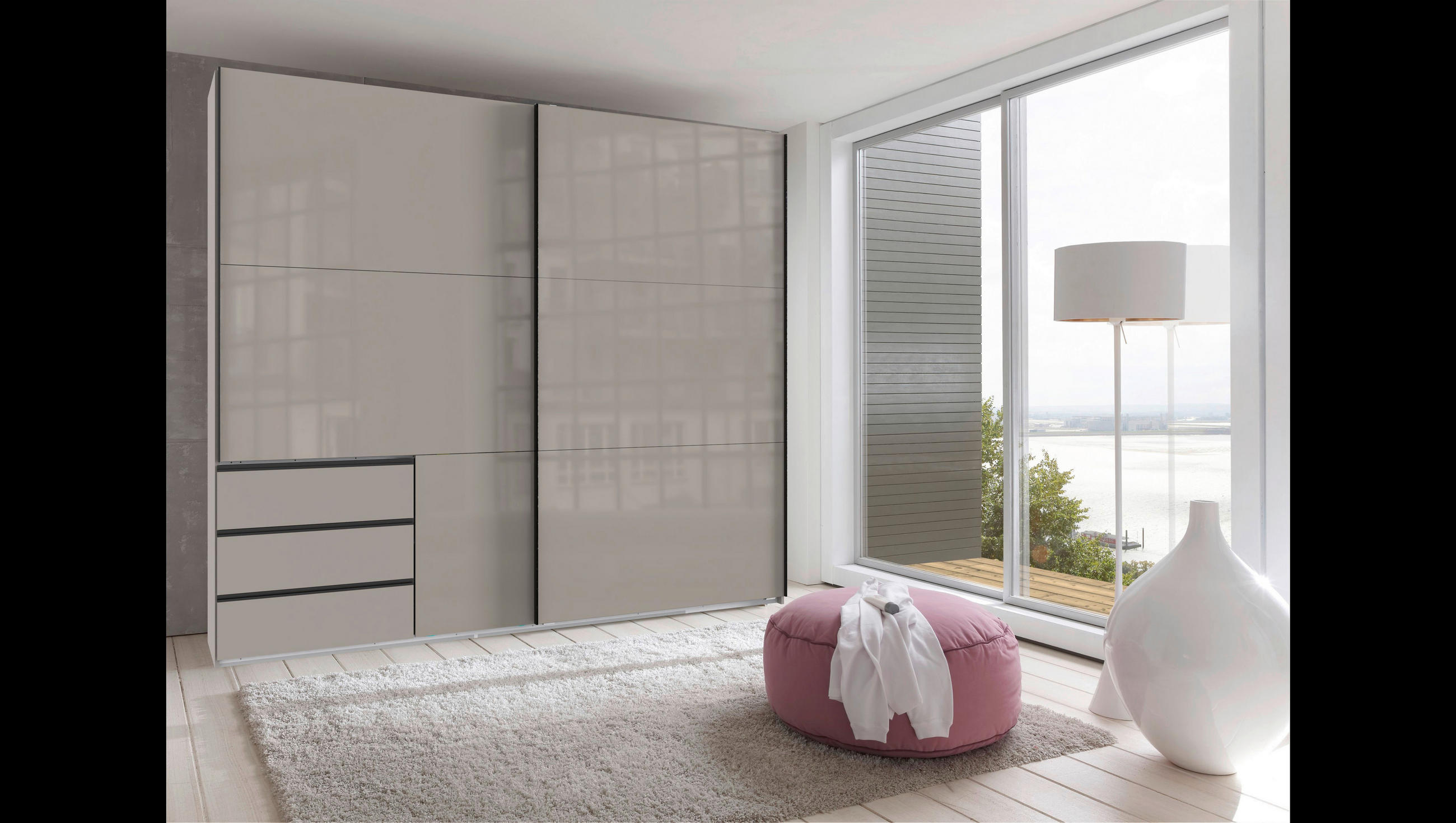 SCHWEBETÜRENSCHRANK in Sahara  - Schwarz/Sahara, Konventionell, Glas/Holzwerkstoff (250/236/65cm) - Hom`in