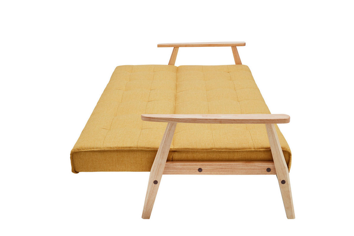 SCHLAFSOFA in Struktur Naturfarben, Senfgelb  - Senfgelb/Naturfarben, MODERN, Holz/Textil (190/81/85cm) - Livetastic