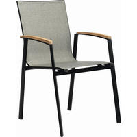 STAPELSESSEL in Metall, Holz, Textil Grau, Schwarz, Teakfarben  - Schwarz/Grau, Basics, Holz/Textil (57/89/65cm) - Stern