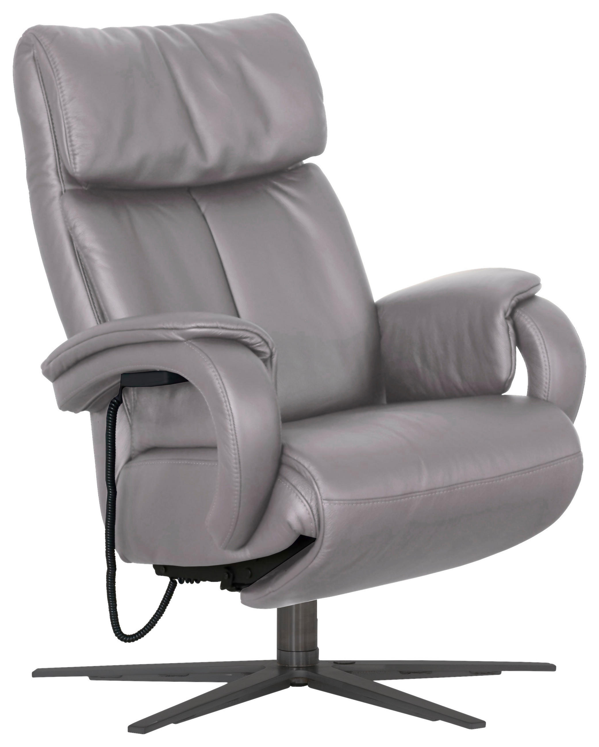 RELAXSESSEL in Leder Silberfarben  - Anthrazit/Silberfarben, Design, Leder/Metall (84/112/89cm) - Himolla