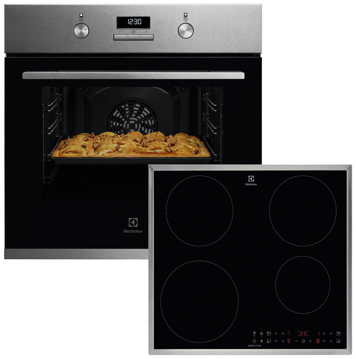 BACKOFENSET ELXB4X  - Edelstahlfarben/Schwarz, Basics, Glas/Metall (59,5/59,4/54,8cm) - Electrolux