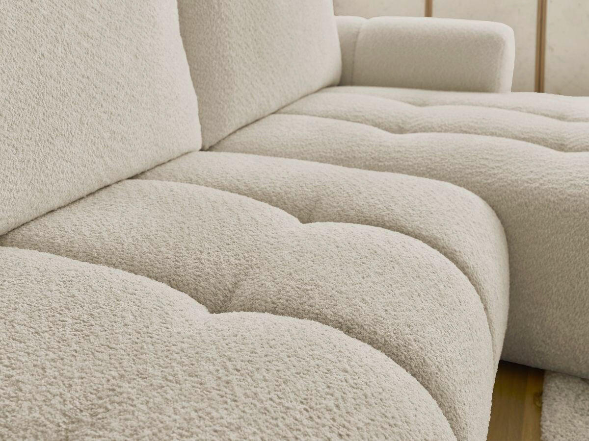 ECKSCHLAFSOFA FUJI Bouclé Beige  inkl.  - Beige/Schwarz, MODERN, Kunststoff/Textil (292/160cm)