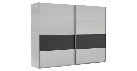 SCHWEBETÜRENSCHRANK in Graphitfarben, Weiß - Eichefarben/Silberfarben, Design, Holzwerkstoff/Metall (270/210/65cm) - Carryhome