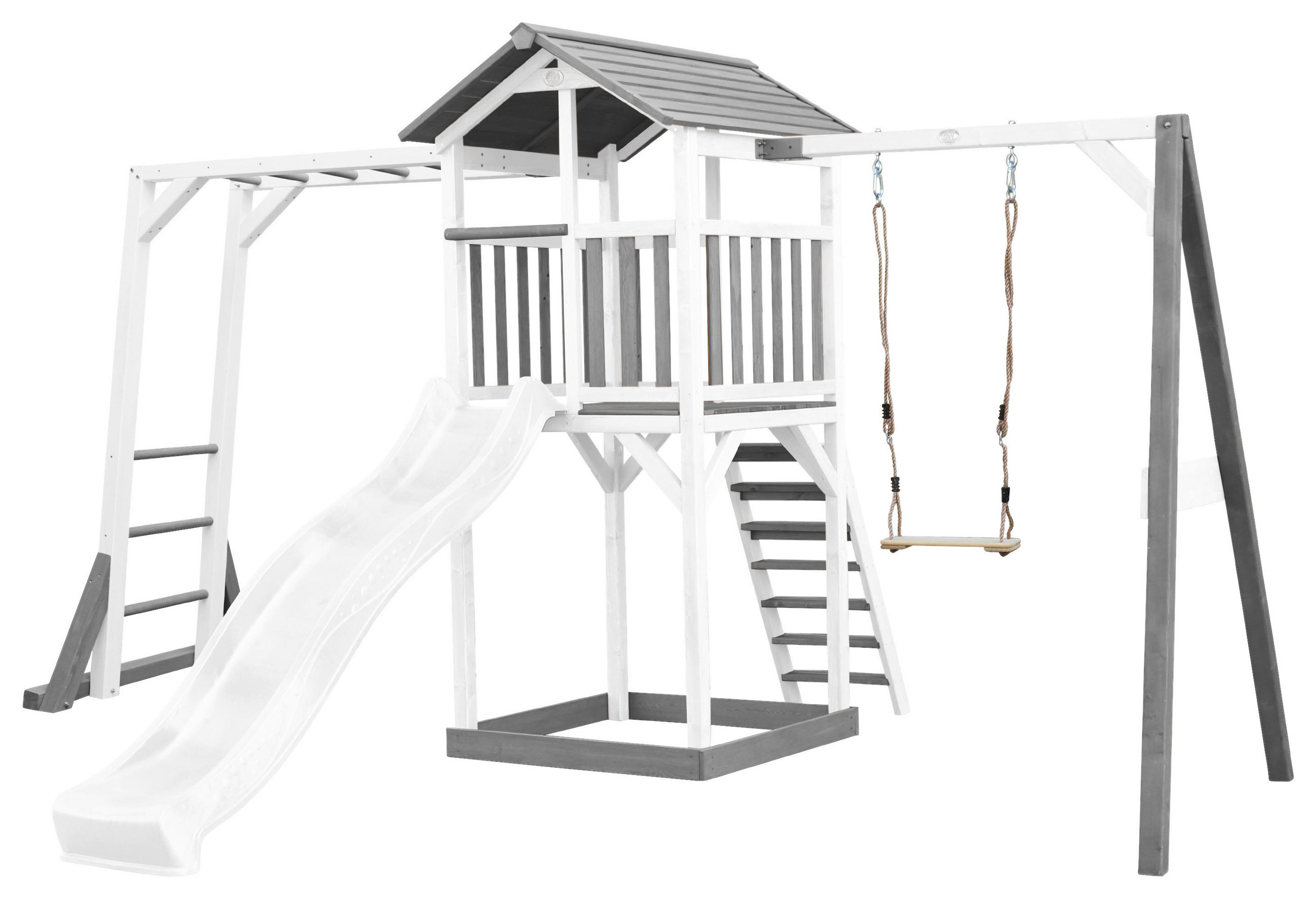 SPIELTURM 446/241,9/349 cm  - Weiß/Grau, KONVENTIONELL, Holz/Kunststoff (446/241,9/349cm) - Ambia Garden