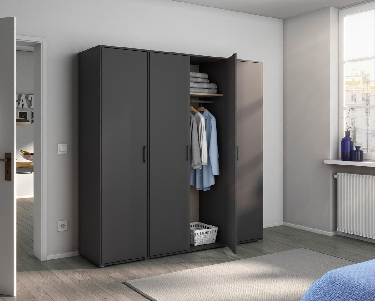 DREHTÜRENSCHRANK in Grau  - Grau, Modern, Holzwerkstoff/Kunststoff (187/194/53cm) - Rauch Möbel