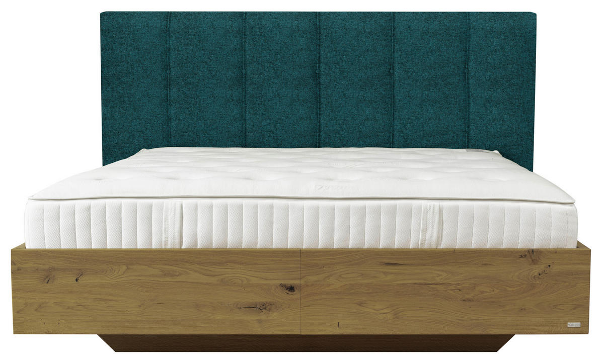 BOXSPRINGBETT 180/200 cm  in Petrol, Wildeiche  - Wildeiche/Petrol, Natur, Holz/Textil (180/200cm) - Valnatura