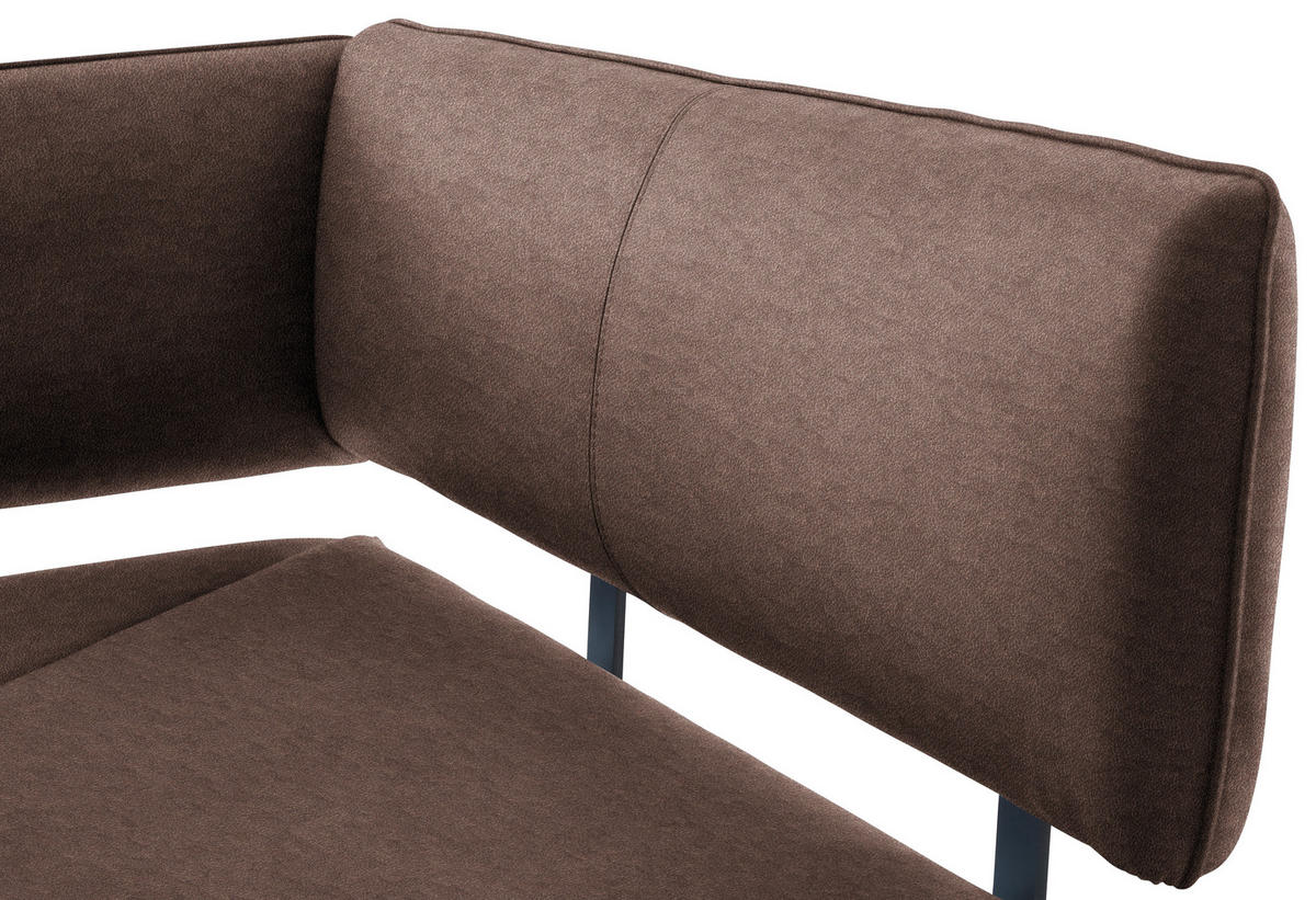 ECKBANK in Metall, Textil Schwarz, Hellbraun  - Hellbraun/Schwarz, Modern, Textil/Metall (190/150cm) - Cantus