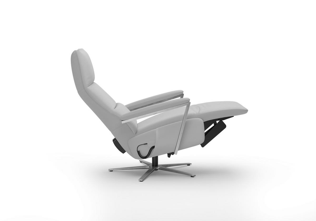RELAXSESSEL TV VARIO COMFORT E L3 Echtleder Kopfteilverstellung, Rücken echt    - Silberfarben/Hellgrau, Basics, Leder/Metall (70/128/85cm) - Sit & More