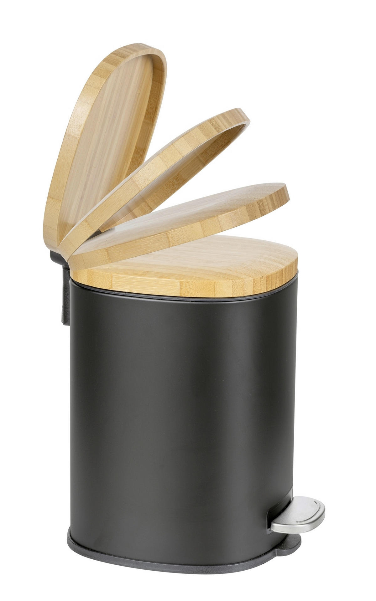 PEDÁLOS SZEMETES 3 l  - fekete, Basics, műanyag/fa (17/23,5/21cm) - Wenko