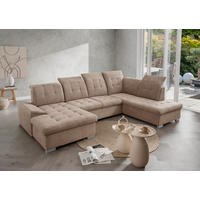 WOHNLANDSCHAFT in Mikrofaser Hellbraun  - Chromfarben/Hellbraun, Modern, Kunststoff/Textil (169/330/212cm) - Livetastic