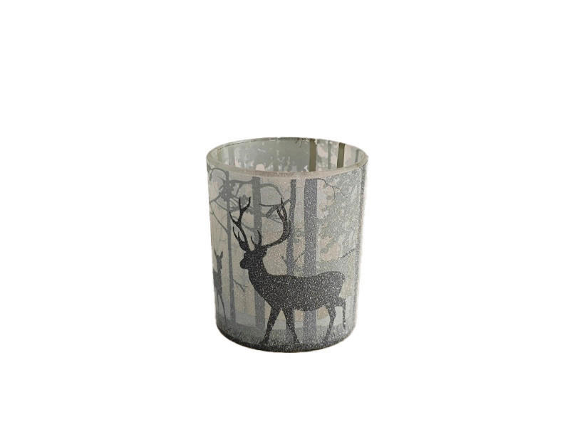TEELICHTGLAS - Schwarz/Weiß, LIFESTYLE, Glas (7/8,2cm) - X-Mas