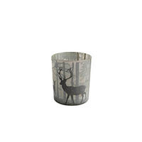 TEELICHTGLAS - Schwarz/Weiß, LIFESTYLE, Glas (7/8,2cm) - X-Mas