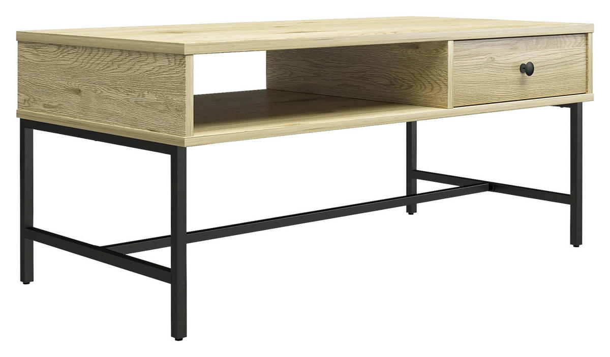 COUCHTISCH in Metall, Holzwerkstoff 101/45/50 cm  - Eichefarben/Schwarz, Design, Holzwerkstoff/Metall (101/45/50cm) - MID.YOU