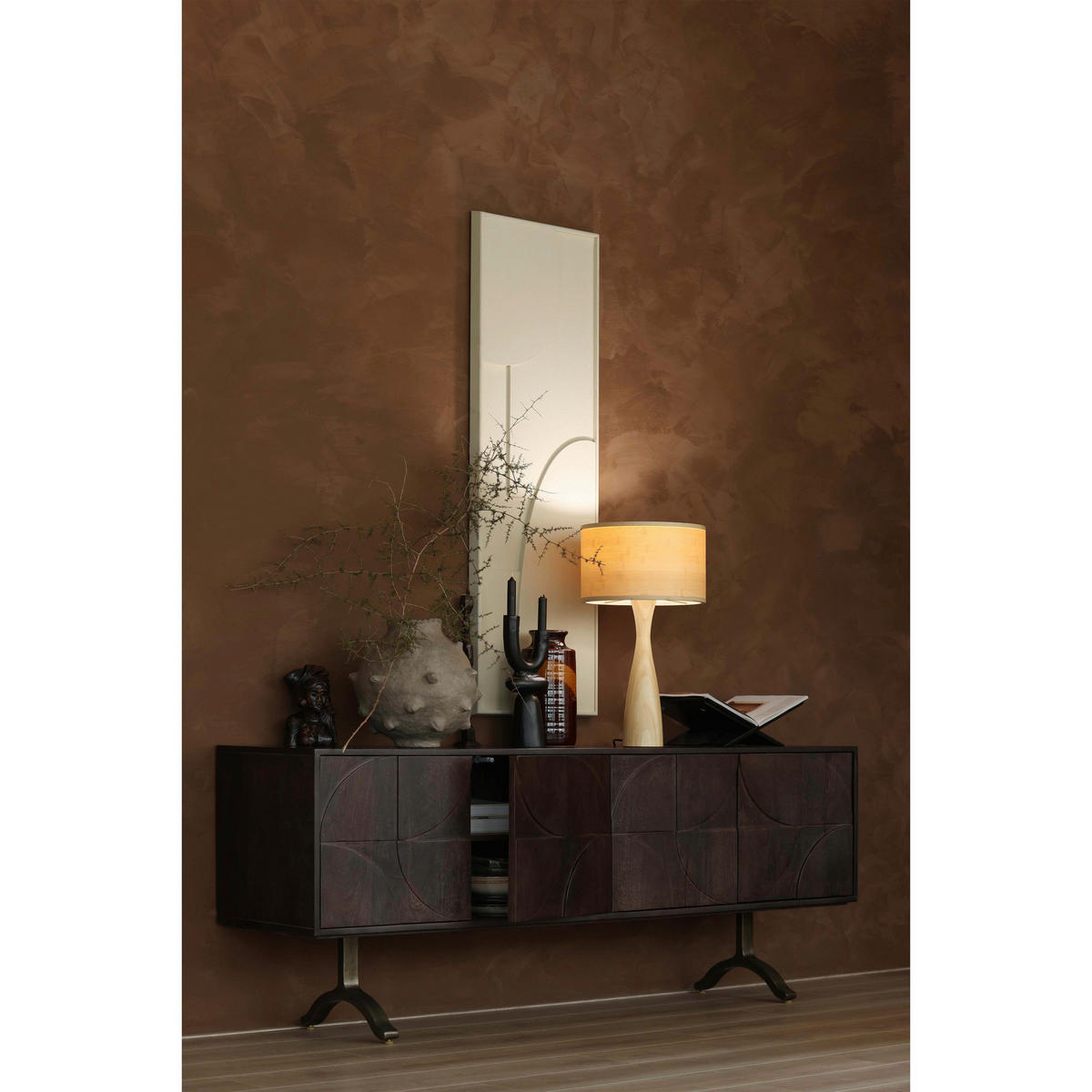 SIDEBOARD Draw 180/70/40 cm  - Messingfarben/Walnussfarben, Design, Holz/Metall (180/70/40cm) - Livetastic