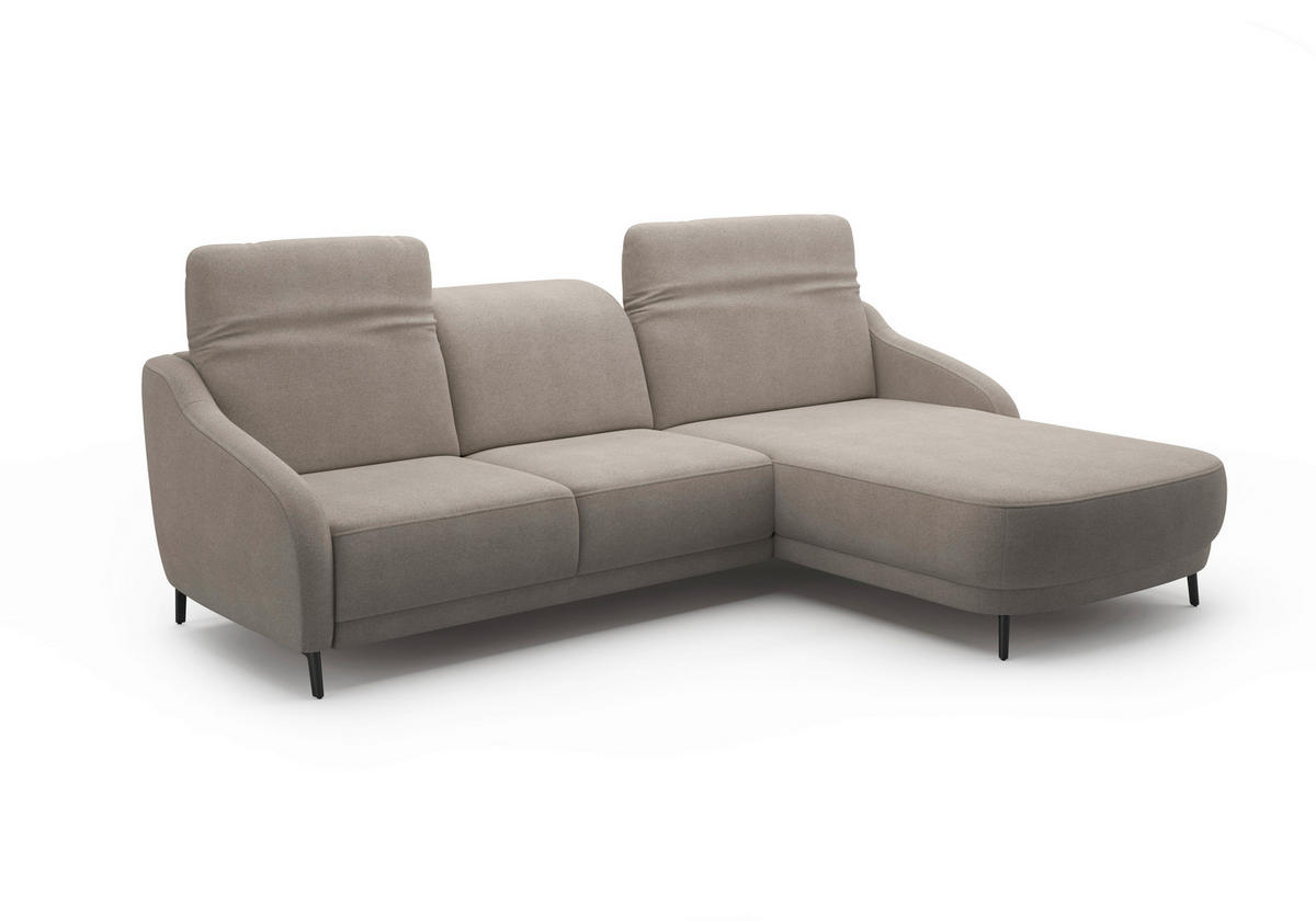 ECKSOFA BLUES V Haselnussfarben Mikrofaser  - Schwarz/Haselnussfarben, MODERN, Textil/Metall (271/191cm) - Sit & More
