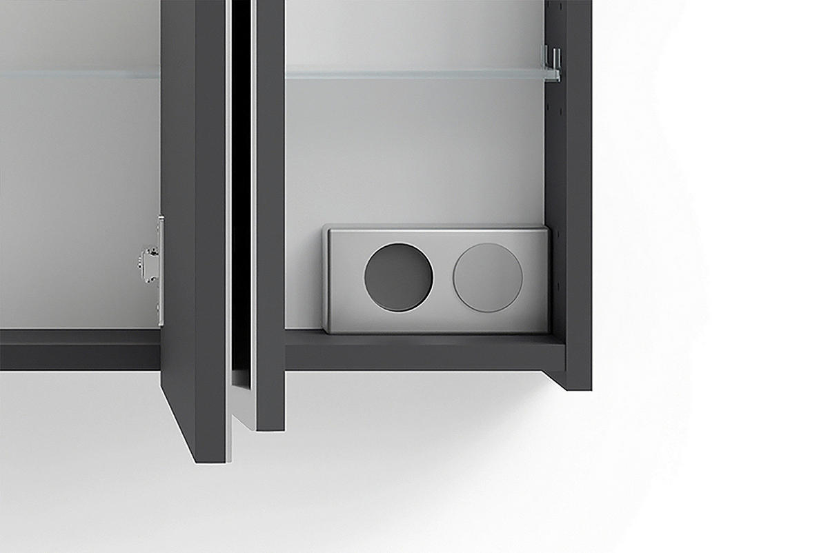 SPIEGELSCHRANK 90/60/20 cm  - Anthrazit, MODERN, Glas/Holzwerkstoff (90/60/20cm) - MID.YOU