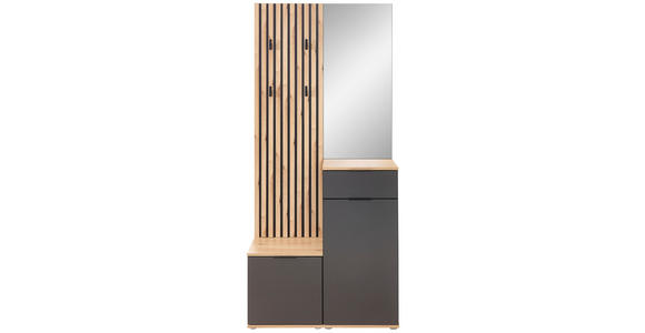 GARDEROBE 4-teilig  in 88/195/35 cm  - Anthrazit/Eiche Artisan, Design, Glas/Holzwerkstoff (88/195/35cm) - Xora