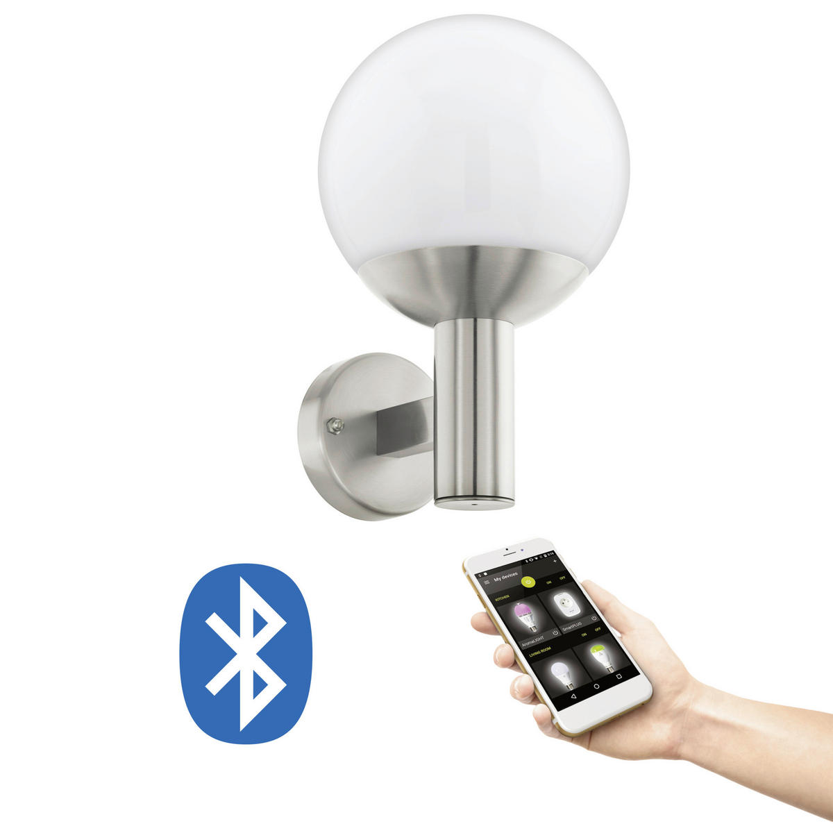 AUßENWANDLEUCHTE   - Edelstahlfarben/Weiß, Design, Kunststoff/Metall (31,5/20/22cm) - Eglo