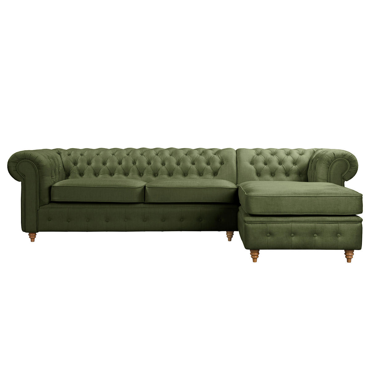 ECKSOFA Laura in Mikrofaser Dunkelgrün  284/182 cm  - Dunkelgrün/Creme, Design, Holz/Textil (284/182cm) - P & B