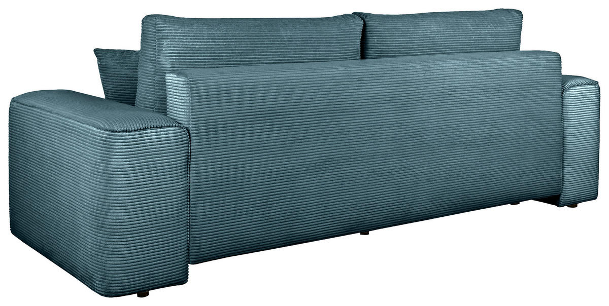 SCHLAFSOFA  mit Rücken echt, Armteil links, Armteil rechts Cord Blau  - Blau/Schwarz, Design, Kunststoff/Textil (261/95/108cm) - Xora