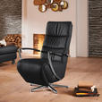 RELAXSESSEL in Leder Schwarz  - Chromfarben/Schwarz, Design, Leder/Metall (64/112/80cm) - Cantus