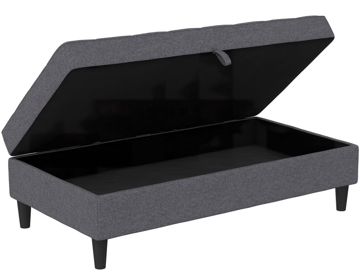 HOCKER PALERMO Webstoff, Leinenoptik Grau  - Schwarz/Grau, Basics, Kunststoff/Textil (130/43/69cm) - Livetastic