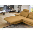 ECKSOFA Beldomo Premium in Echtleder Gelb  180/310 cm  - Gelb/Schwarz, Design, Leder/Metall (180/310cm) - Dieter Knoll