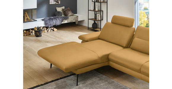 ECKSOFA Beldomo Premium in Echtleder Gelb  180/310 cm  - Gelb/Schwarz, Design, Leder/Metall (180/310cm) - Dieter Knoll