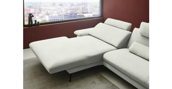 ECKSOFA  in Chenille, Flachgewebe Weiß  180/284 cm  - Schwarz/Weiß, Design, Textil/Metall (180/284cm) - Dieter Knoll