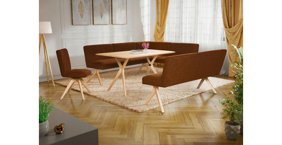 SITZBANK 160/85/69 cm Webstoff Haselnussfarben Eiche vollmassiv  - Eichefarben/Haselnussfarben, KONVENTIONELL, Holz/Textil (160/85/69cm) - Linea Natura