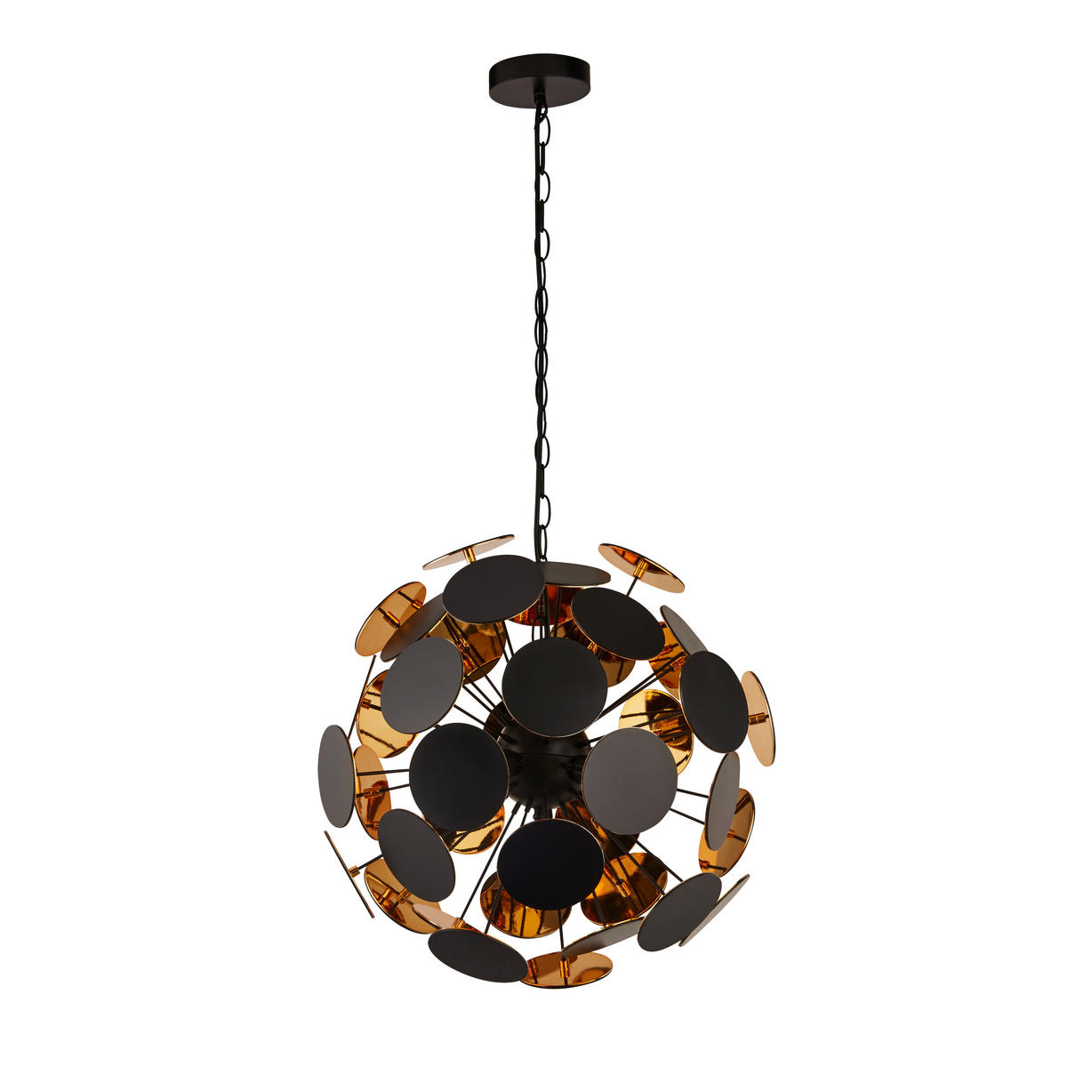 HÄNGELEUCHTE Discus 47/135 cm   - Goldfarben/Schwarz, Design, Metall (47/135cm) - Searchlight