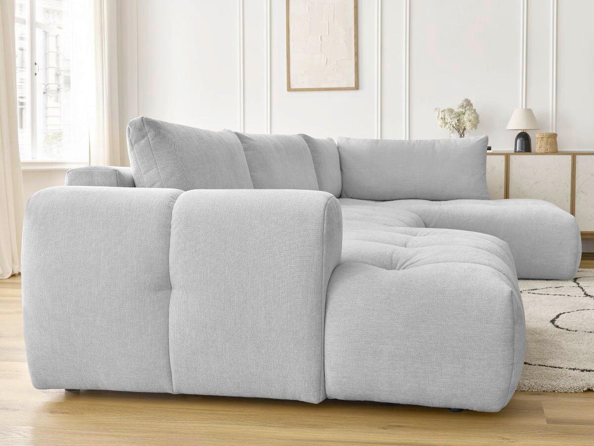 WOHNLANDSCHAFT  FUJI  Hellgrau Leinenoptik  - Hellgrau/Schwarz, MODERN, Kunststoff/Textil (160/377/204cm)