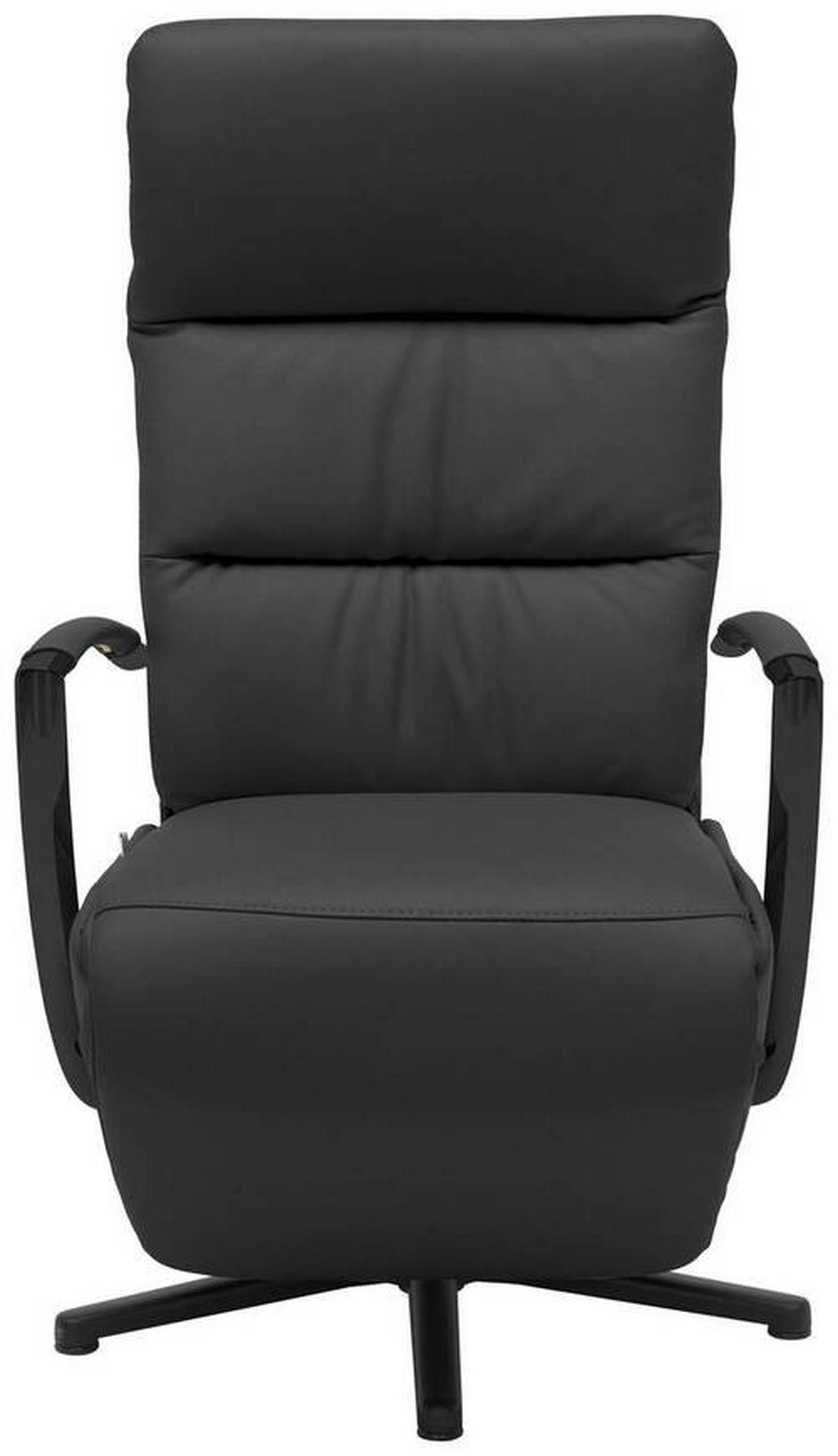 RELAXSESSEL in Leder Anthrazit  - Anthrazit/Schwarz, Design, Leder/Metall (64/112/80cm) - Cantus
