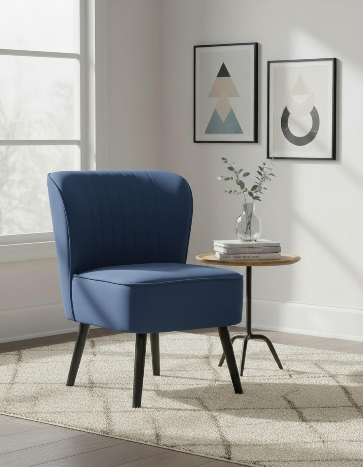 Fotoliu in textil albastru  - albastru/negru, Design, lemn/textil (58/80/64cm) - Carryhome