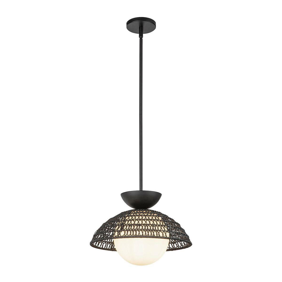 HÄNGELEUCHTE 37,5/26,4 cm  - Schwarz, LIFESTYLE, Glas/Holz (37,5/26,4cm) - Elstead Lighting