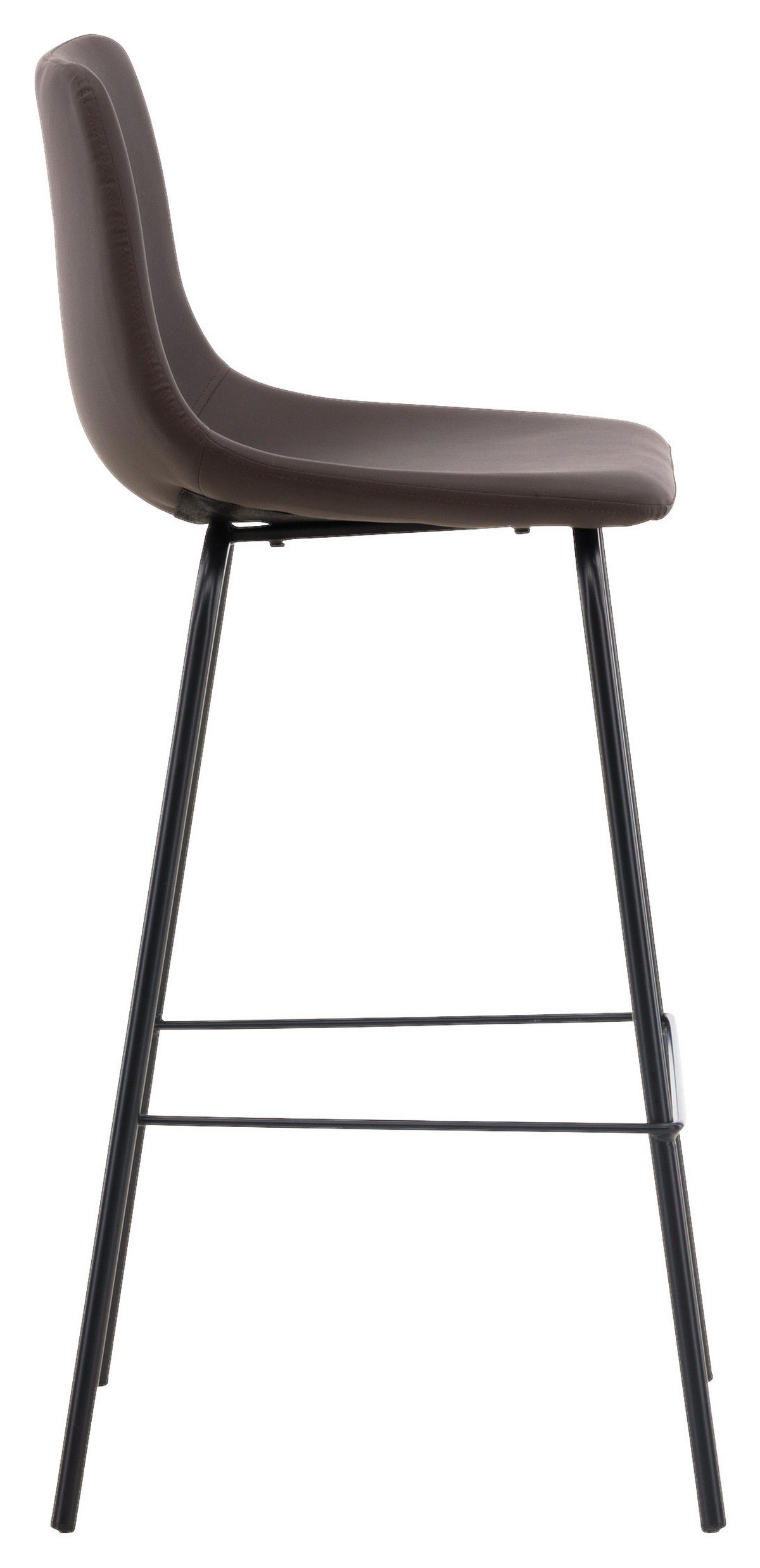 BARHOCKER-SET Lederlook (vegan) Schwarz, Dunkelbraun Stahl  - Dunkelbraun/Schwarz, Design, Textil/Metall (47/103/48cm) - Livetastic