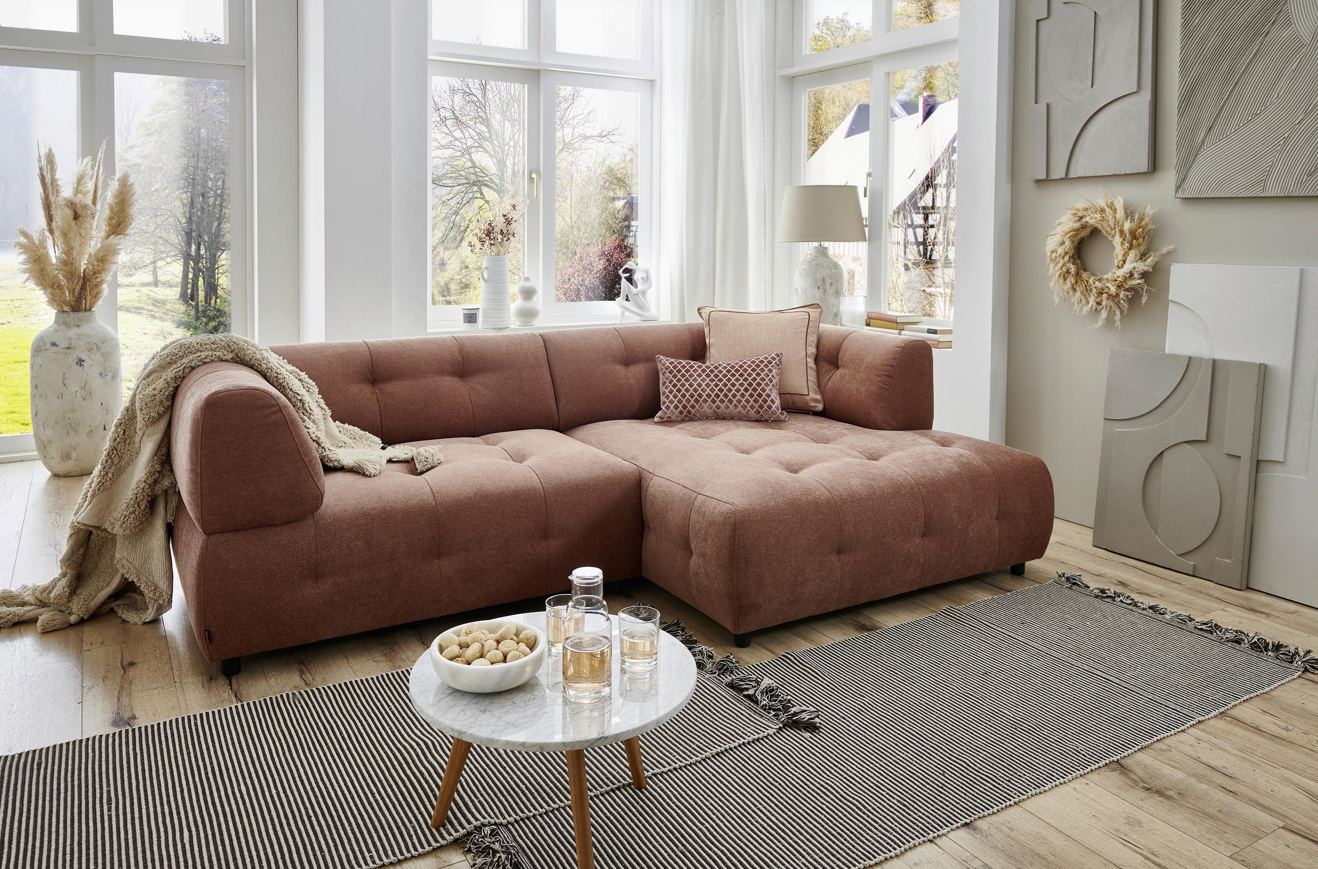 SOFFA i rostfärgad  - svart/rostfärgad, Design, textil/plast (244/73/140cm) - Pure Home Comfort
