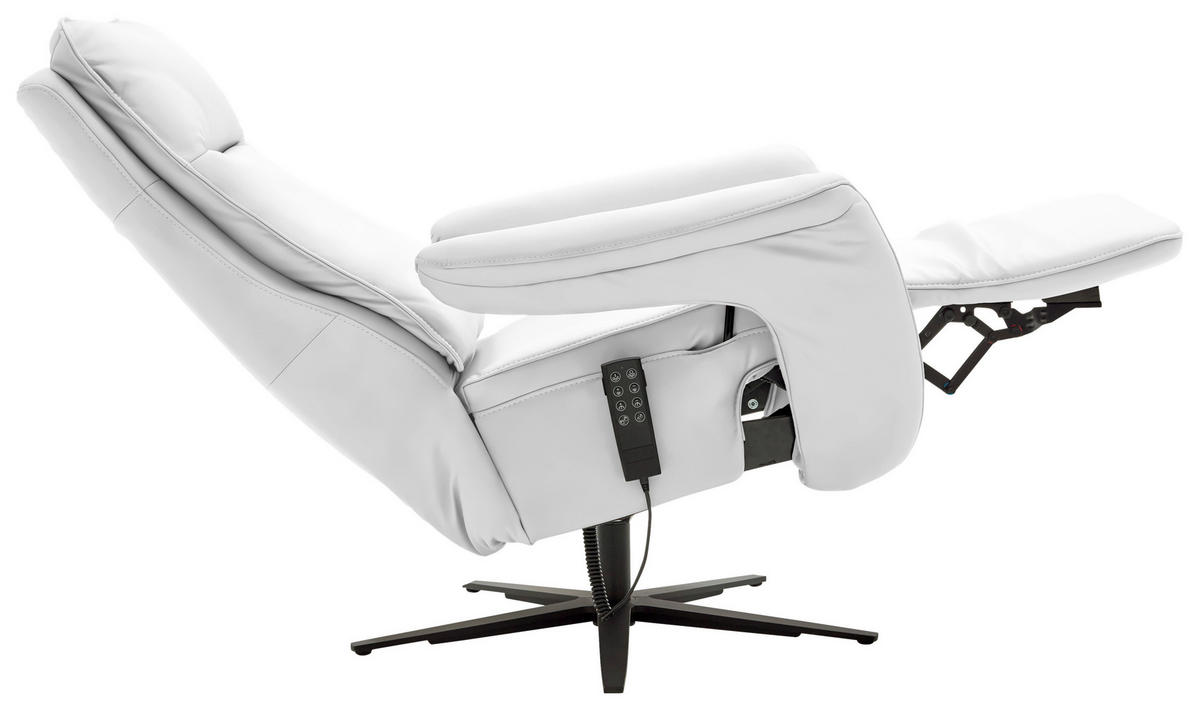 RELAXSESSEL in Leder Weiß  - Schwarz/Weiß, Design, Leder/Metall (83/116/87cm) - Valdera