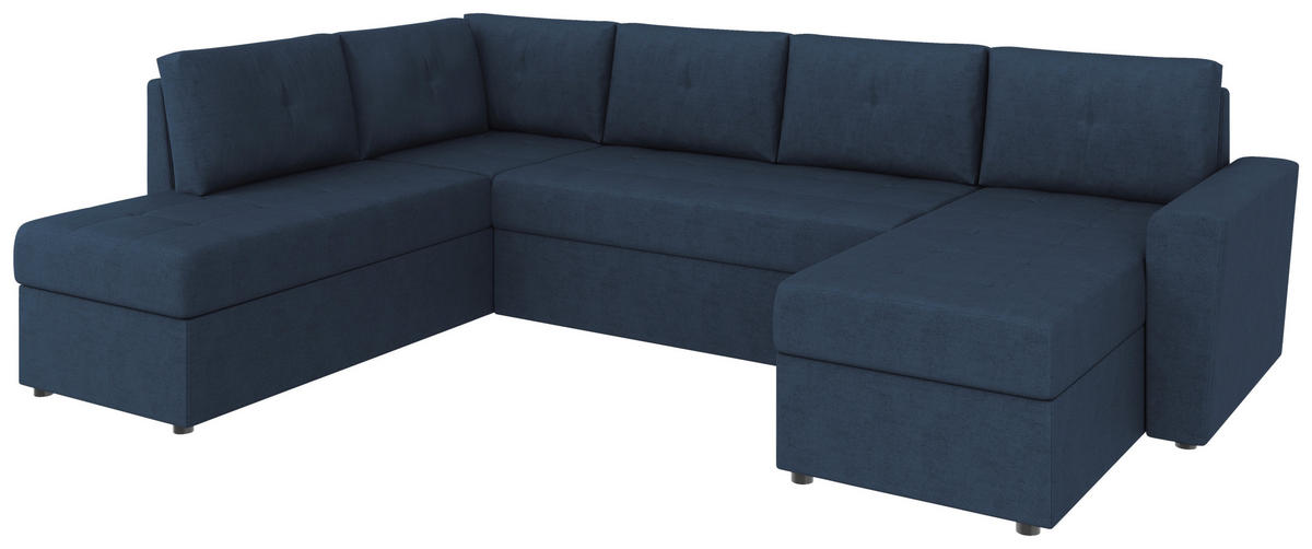 WOHNLANDSCHAFT TERMOLI Dunkelblau Jacquard  - Schwarz/Dunkelblau, Design, Kunststoff/Textil (212/297/155cm) - MID.YOU