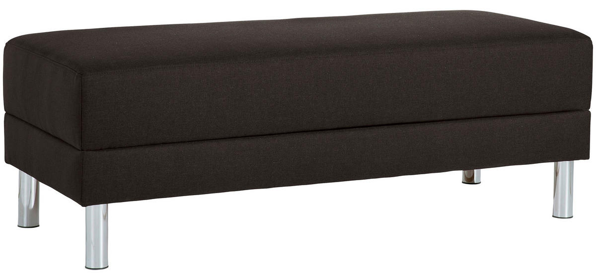 ECKSCHLAFSOFA inkl. Hocker in Dunkelbraun Textil   - Chromfarben/Dunkelbraun, Konventionell, Textil/Metall (152/230cm) - Max Winzer
