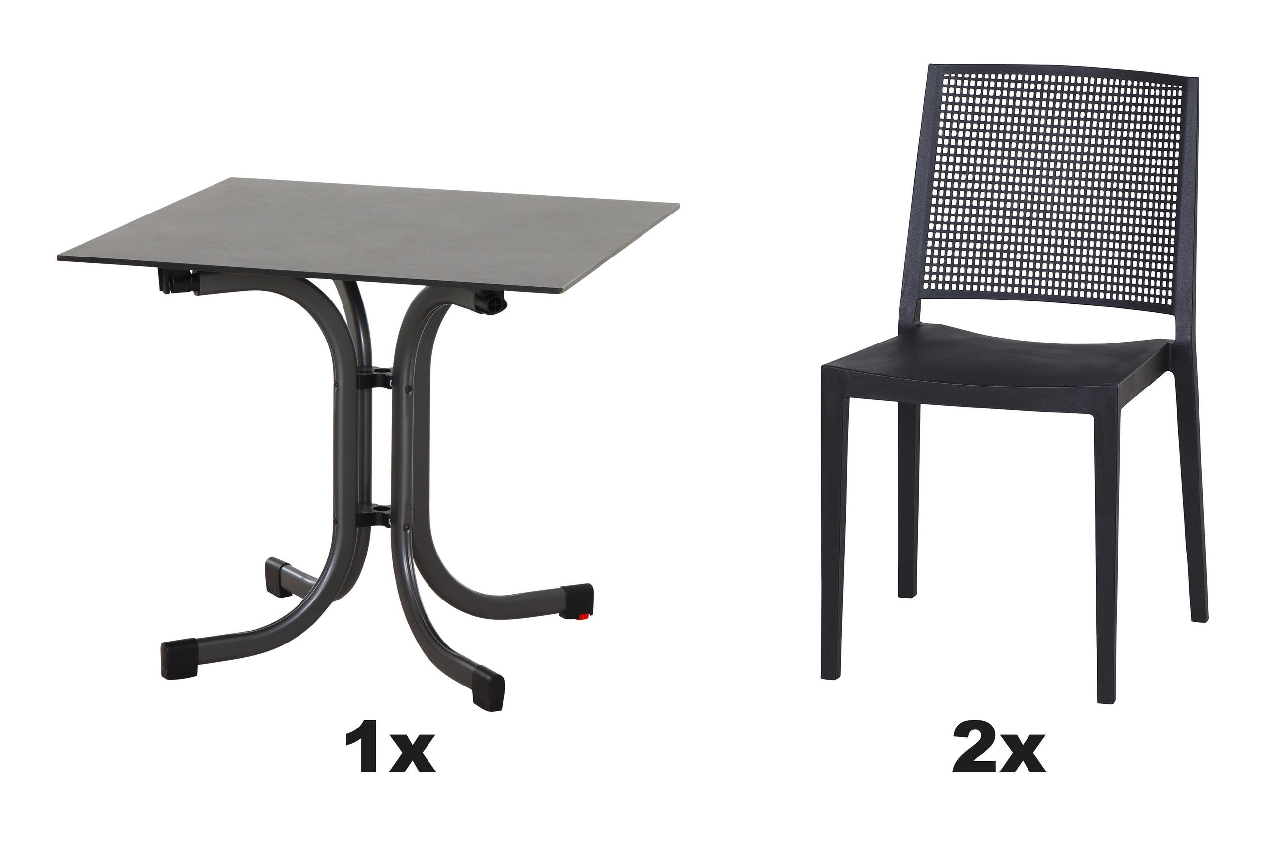 GARTENGARNITUR 3-teilig  - Anthrazit, Basics, Holzwerkstoff/Kunststoff (80/80/80cm) - Siena Garden