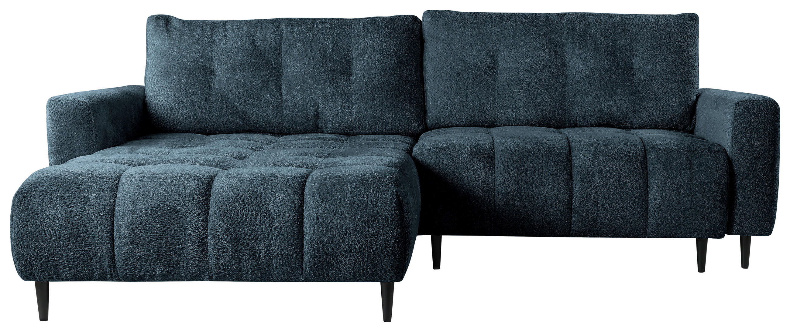 ECKSOFA Blau Chenille  - Blau/Schwarz, KONVENTIONELL, Holz/Textil (180/266cm) - Carryhome