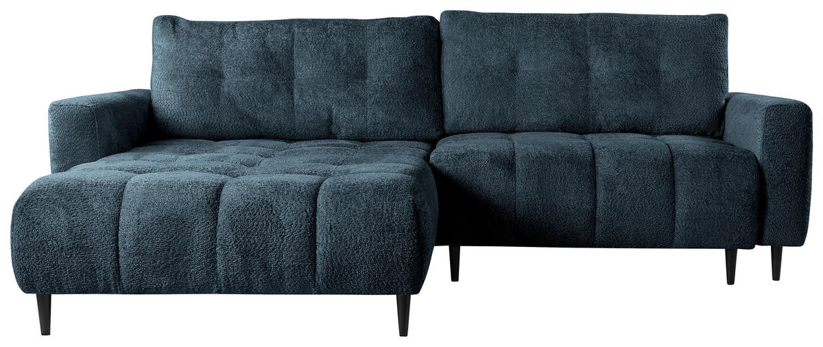 ECKSOFA Blau Chenille  - Blau/Schwarz, KONVENTIONELL, Holz/Textil (180/266cm) - Carryhome