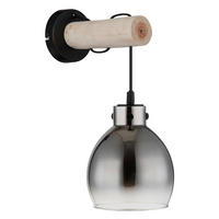 WANDLEUCHTE 15/24/33 cm   - Schwarz/Naturfarben, Natur, Glas/Holz (15/24/33cm) - Globo