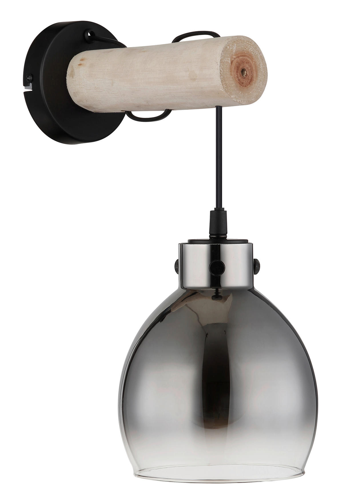 WANDLEUCHTE 15/24/33 cm   - Schwarz/Naturfarben, Natur, Glas/Holz (15/24/33cm) - Globo