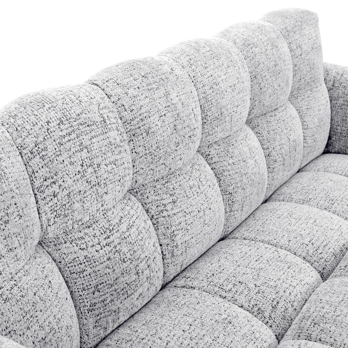 SITZBANK 176/91/78 cm Chenille Weiß Metall  - Schwarz/Weiß, Design, Textil/Metall (176/91/78cm) - Novel