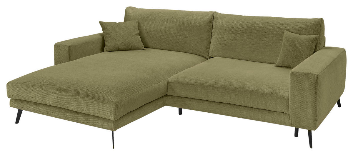 ECKSOFA Dunkelgrün Webstoff  - Dunkelgrün/Schwarz, KONVENTIONELL, Textil/Metall (196/269cm) - SetOne by Musterring