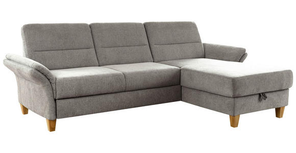 ECKSOFA Graubraun Flachgewebe  - Eichefarben/Graubraun, KONVENTIONELL, Holz/Textil (252/162cm) - Cantus